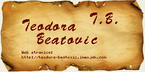 Teodora Beatović vizit kartica